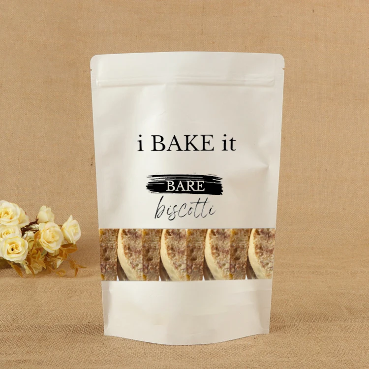 Melon seeds nut tea white window kraft paper self-sealing bag self-supporting food packaging bag