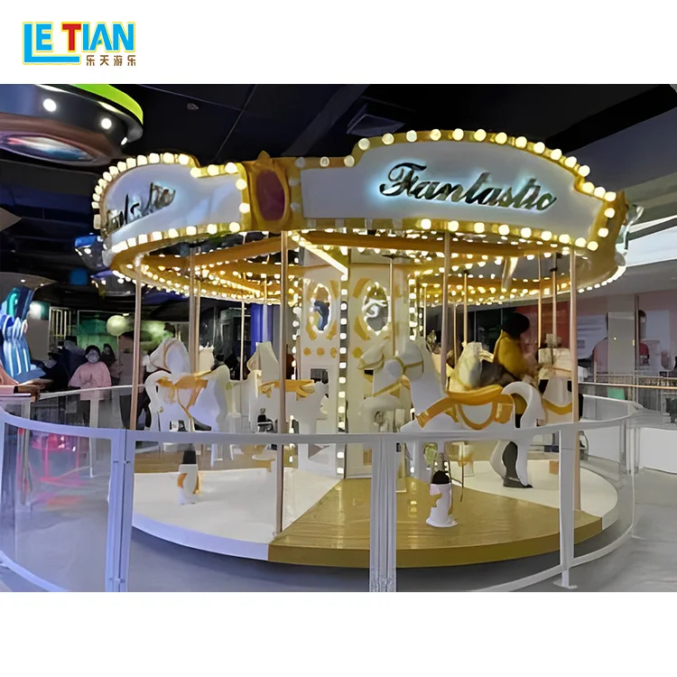 Buy a electric modern white carousel ride fairground merry go round carousel for sale