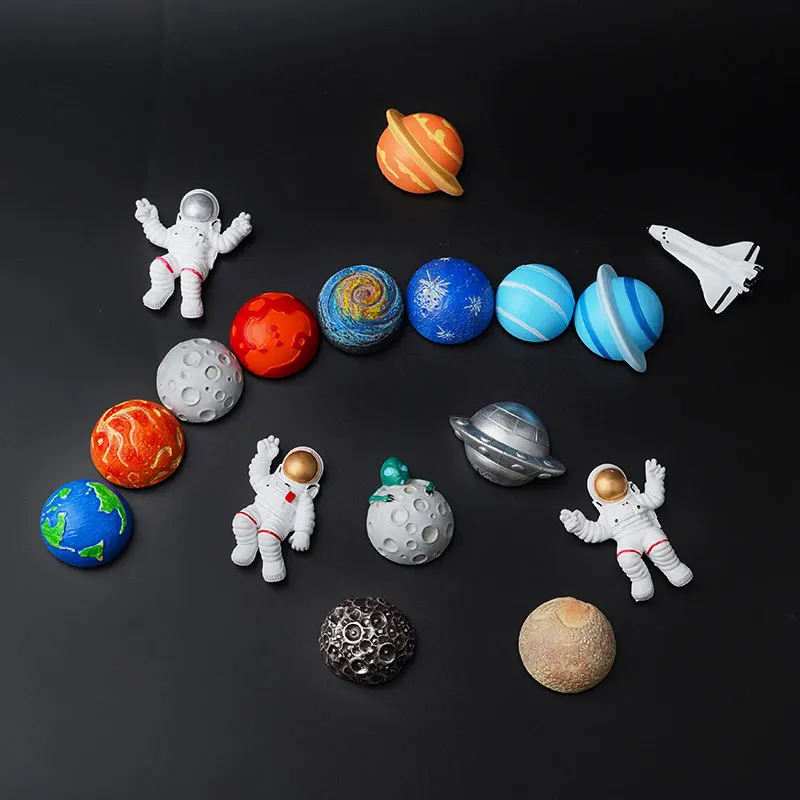 Astronaut astronaut spacecraft Earth 3D three-dimensional resin refrigerator decorative stickers