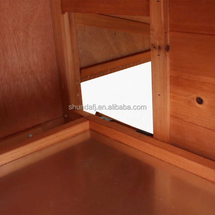 SDR014-01 Wooden Rabbit Hutch Bunny Hutch Guinea Pig House with Removable Tray Double Ramp