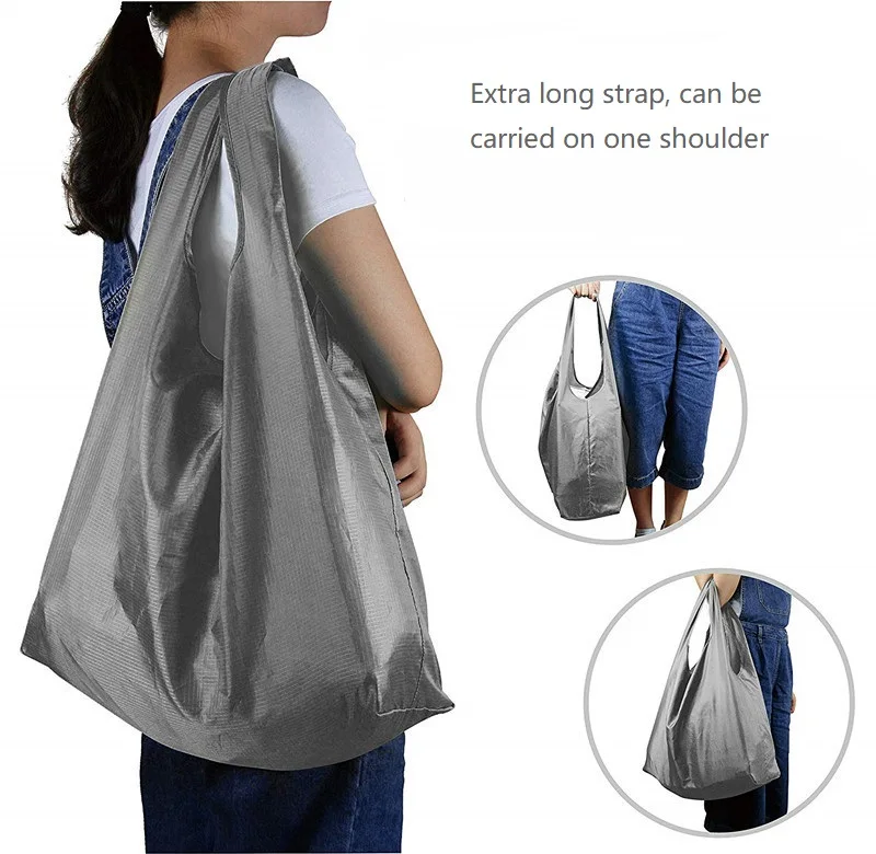 2024 New Inventions Foldable Reusable Large Capacity Food Supermarket Folding Polyester Shopping Net Tote Bag with printing