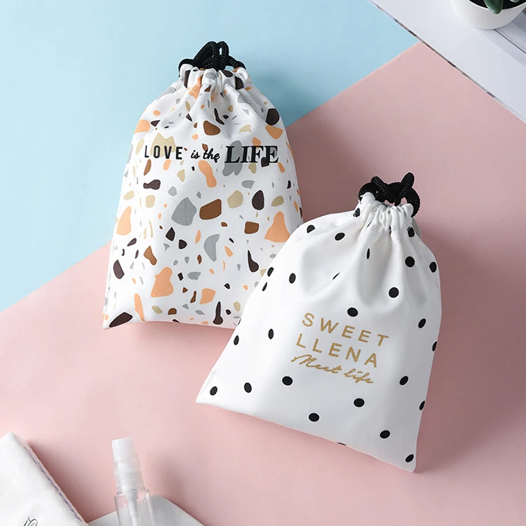 Мини-упаковка изготовленным на заказ логосом хлопковое Подарочное платье маленькая сумка с затягивающими шнурками, сумка-мешок