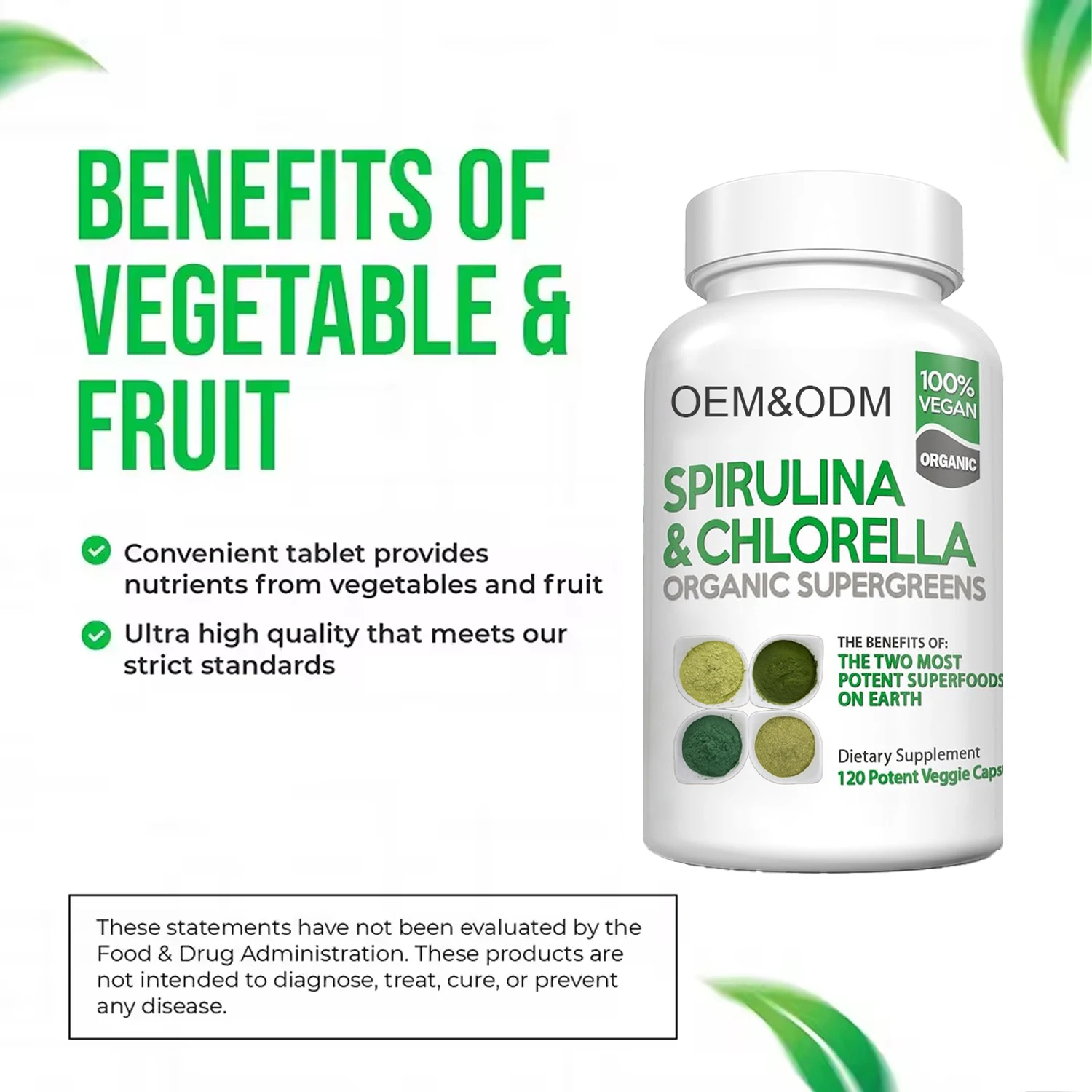 OEM high quality Spirulina and Chlorella organic Chlorella Spirulina tablets