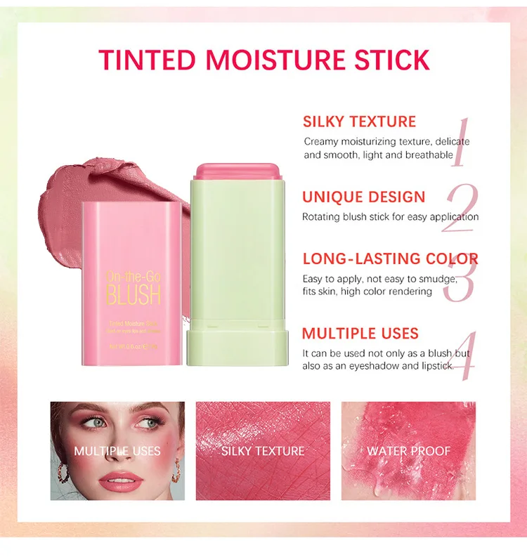 OEM Private Brand Cream Blush Vegan Herbal Essence Blush Stick Vegan Blush Can be used as eyeshadow and blush for the face