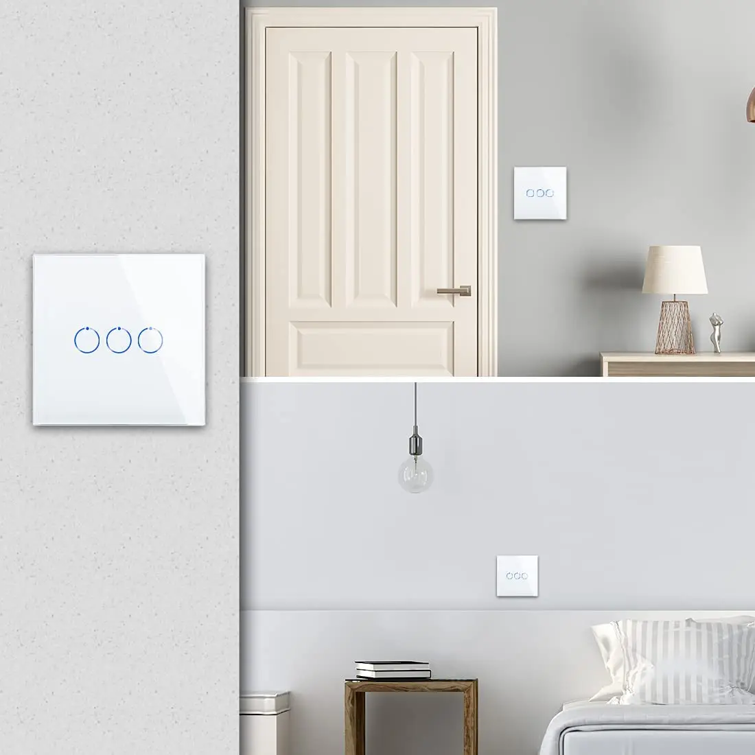 Bingoelec стеклянная панель настенный светильник беспроводной Wi-Fi голосовой пульт дистанционного управления Tuya Умный
