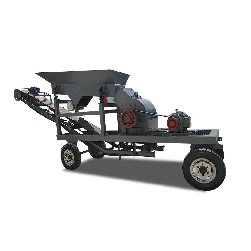 The hot concrete fast construction waste crusher brings the vertical hammer sand making machine to the feeder and conveyor