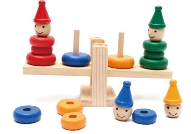 Montessori Wooden Clown Rainbow Stacker Seesaw Balance Scale Board Balancing Game Kids Early Education Toys Children