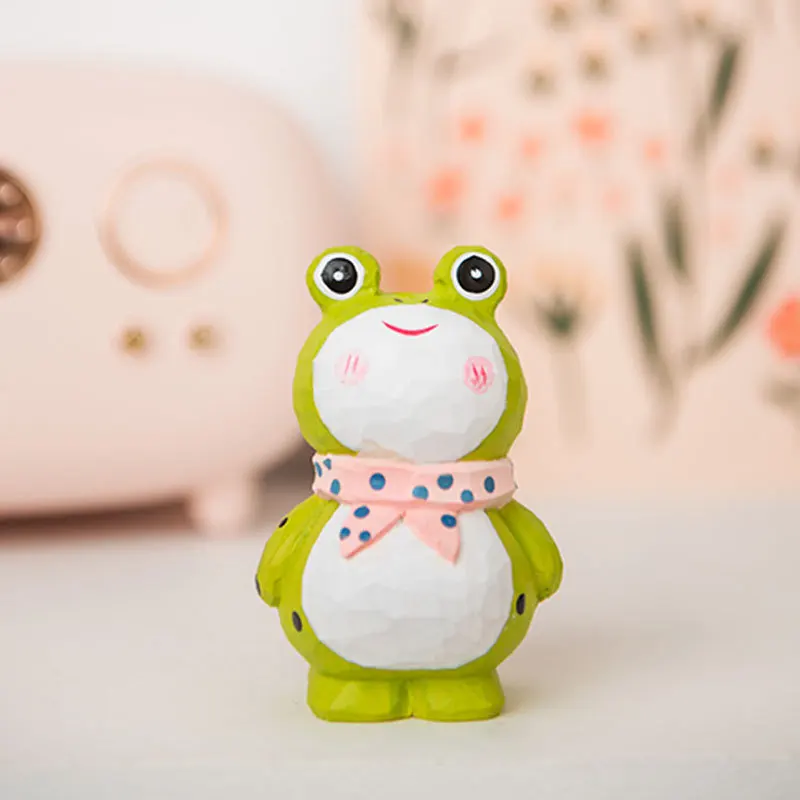 Colorful Wood Carving Frog Craft Gift Creative Home Decoration Cute