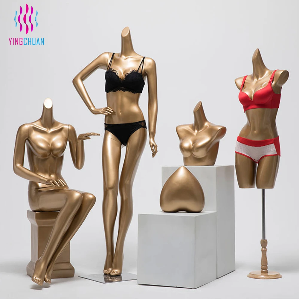 Headless Realistic Mannequin Female Lingerie Display Mannequin Female Gold Color