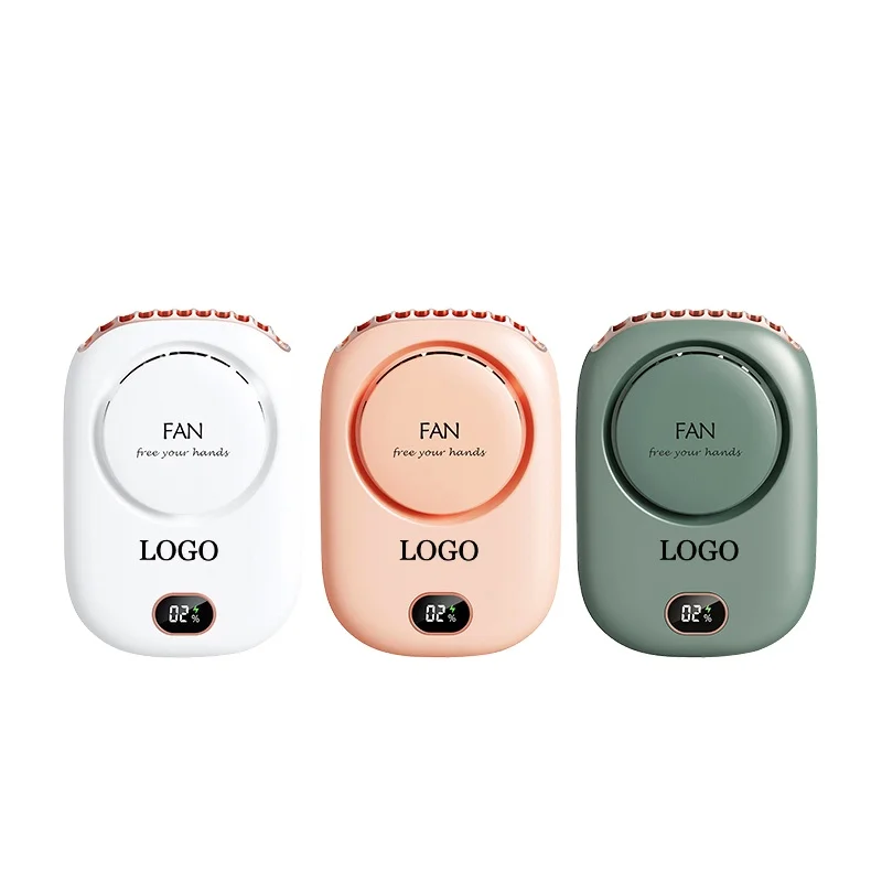 Mini Portable Handheld Desktop Hung Waist Rechargeable Mute Bladeless Hanging Neck Fan Adjustable Display Cooling Fan Outdoor