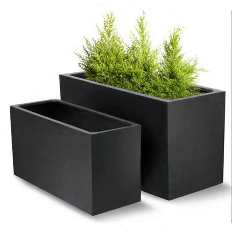 Outdoor custom rectangular vegetable growing box finished street cement flower glass fiber planting flowerpot
