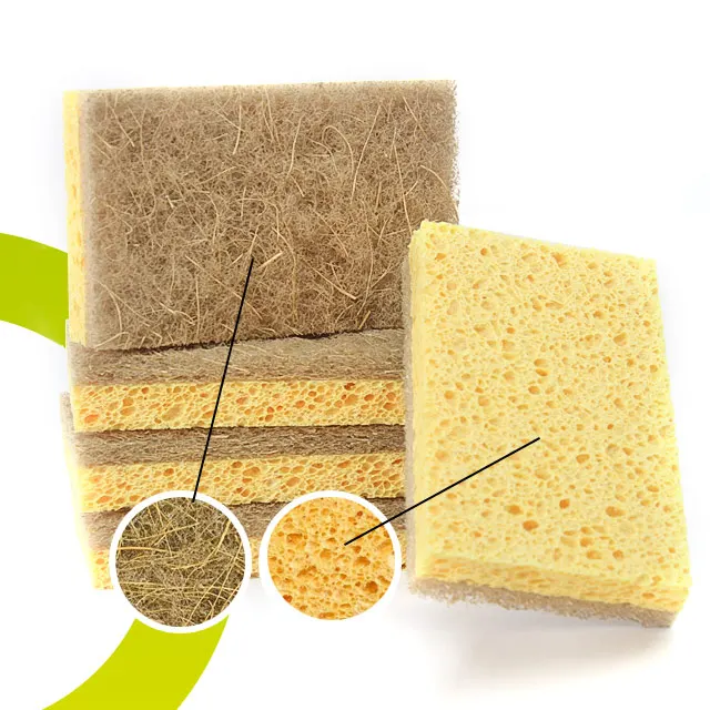 Wholesale Biodegradable Natural Kitchen Scrubber Compostable Eco Friendly Cellulose and Coconut Sponge