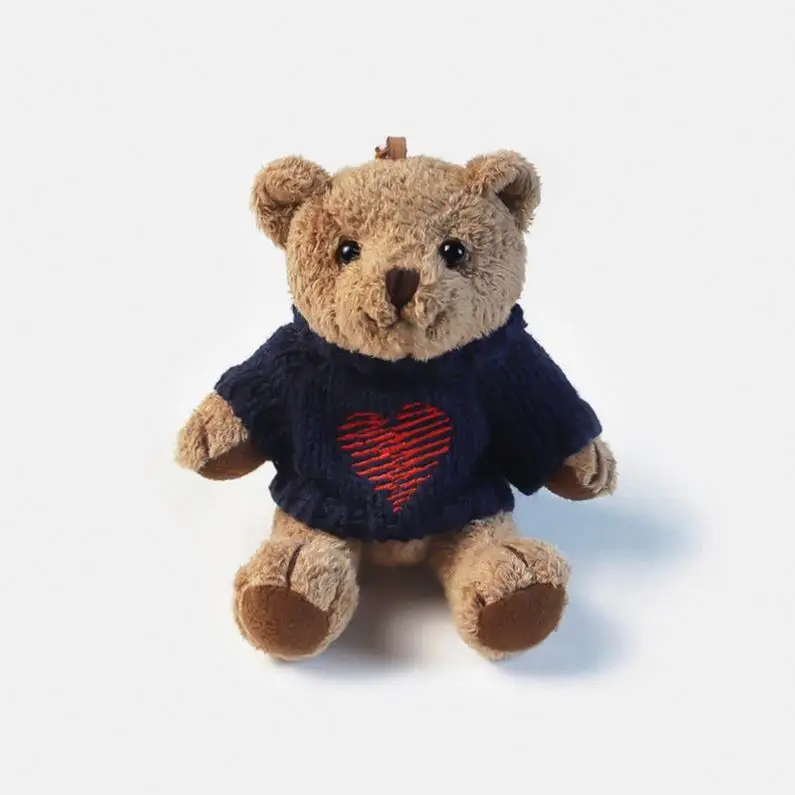 Kawaii 13CM Teddy Bear Plush Doll Keychain Gift Doll Bag Pendant Accessories Cartoon Sweater Clothing Cute stuffed animal toys