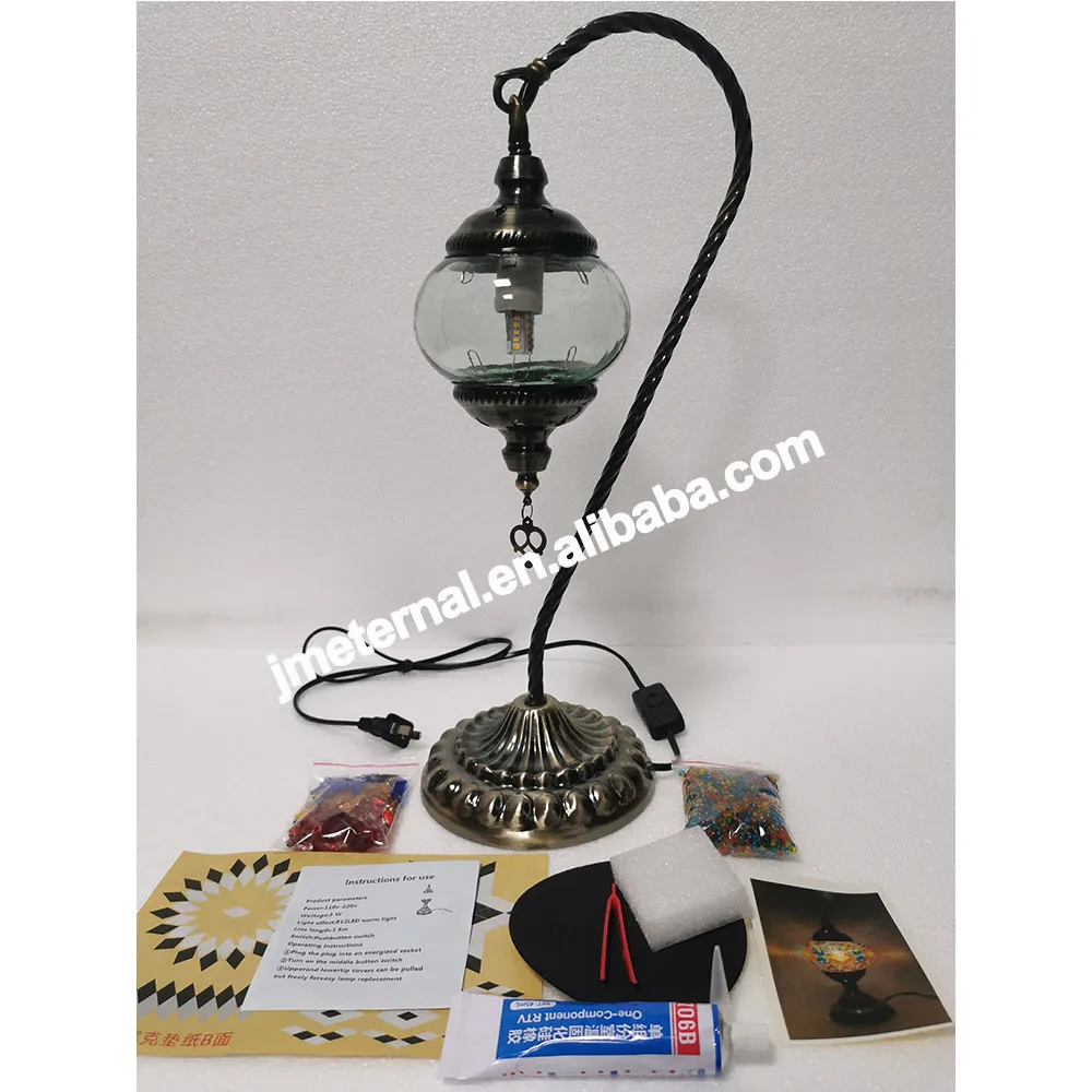 Hot Sale Moroccan DIY Iron Glass Material Hand Made Led E14 Turkish Mosaic Lamp Kit Lamp