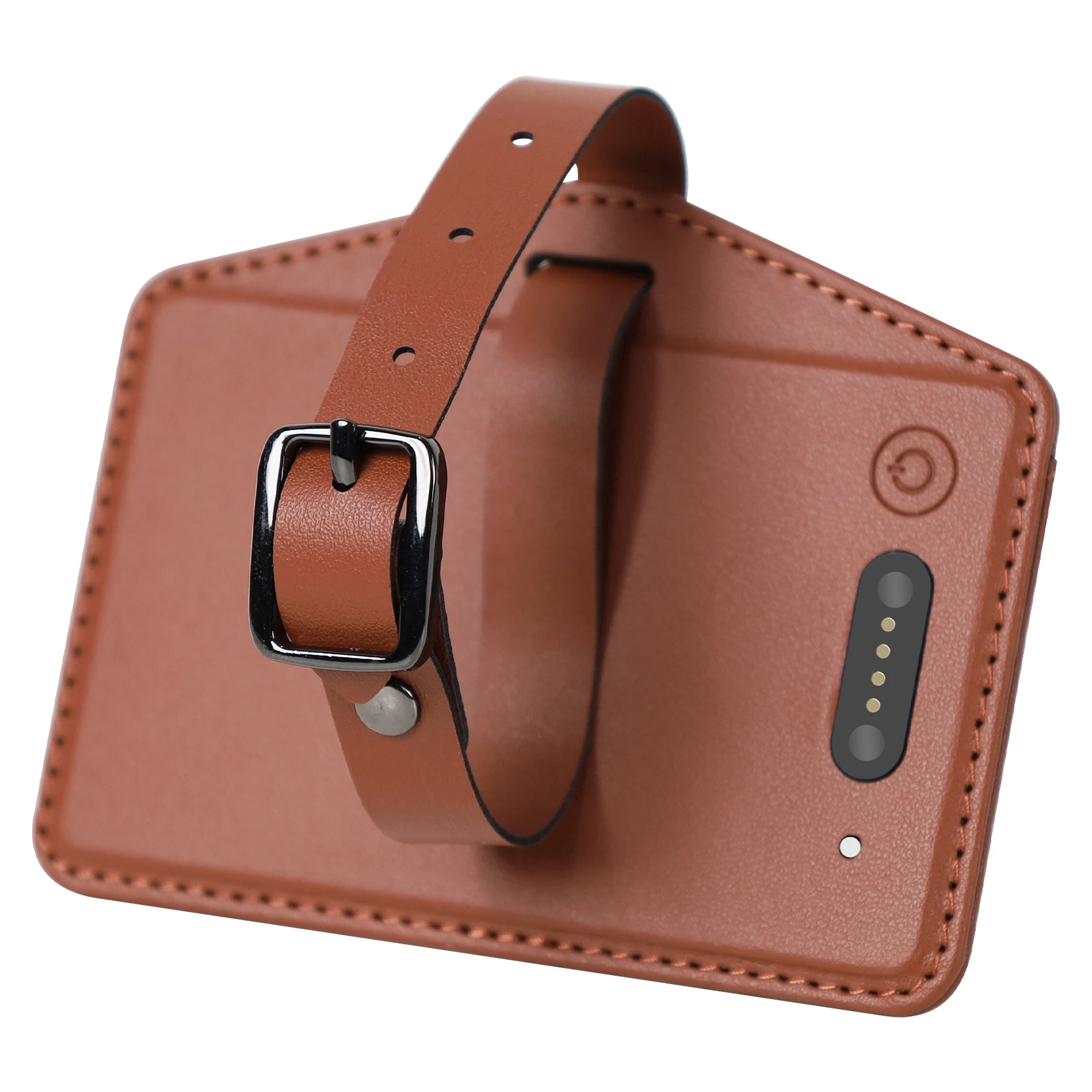 Custom Logo OEM ODM PU leather Tracking Luggage Tag Locator  with find my for Anti Loss Travel Luggage Finder