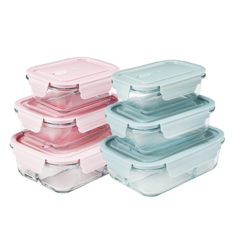 Герметичный контейнер из боросиликата на заказ с 3 отделениями, многоразовый контейнер для микроволновой печи, стеклянный контейнер для хранения еды для детей