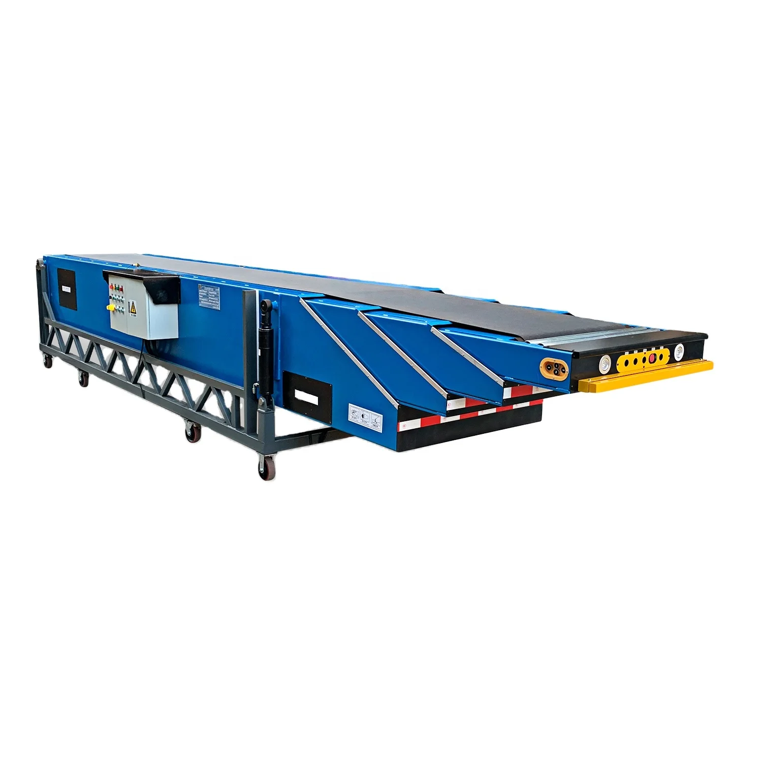 3 section drawer telescopic inclined hydraulic lift boom belt conveyor system