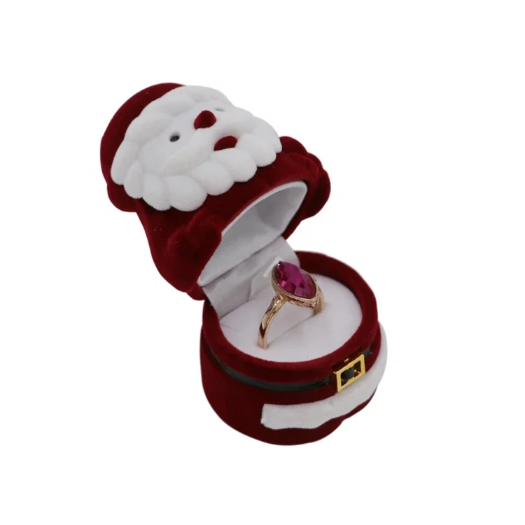 Оптовая продажа; Милое платье свадебное обручальное кольцо, держатель для серег, ожерелье из бархата с изображением Санта Клауса, форма шкатулка для ювелирных изделий