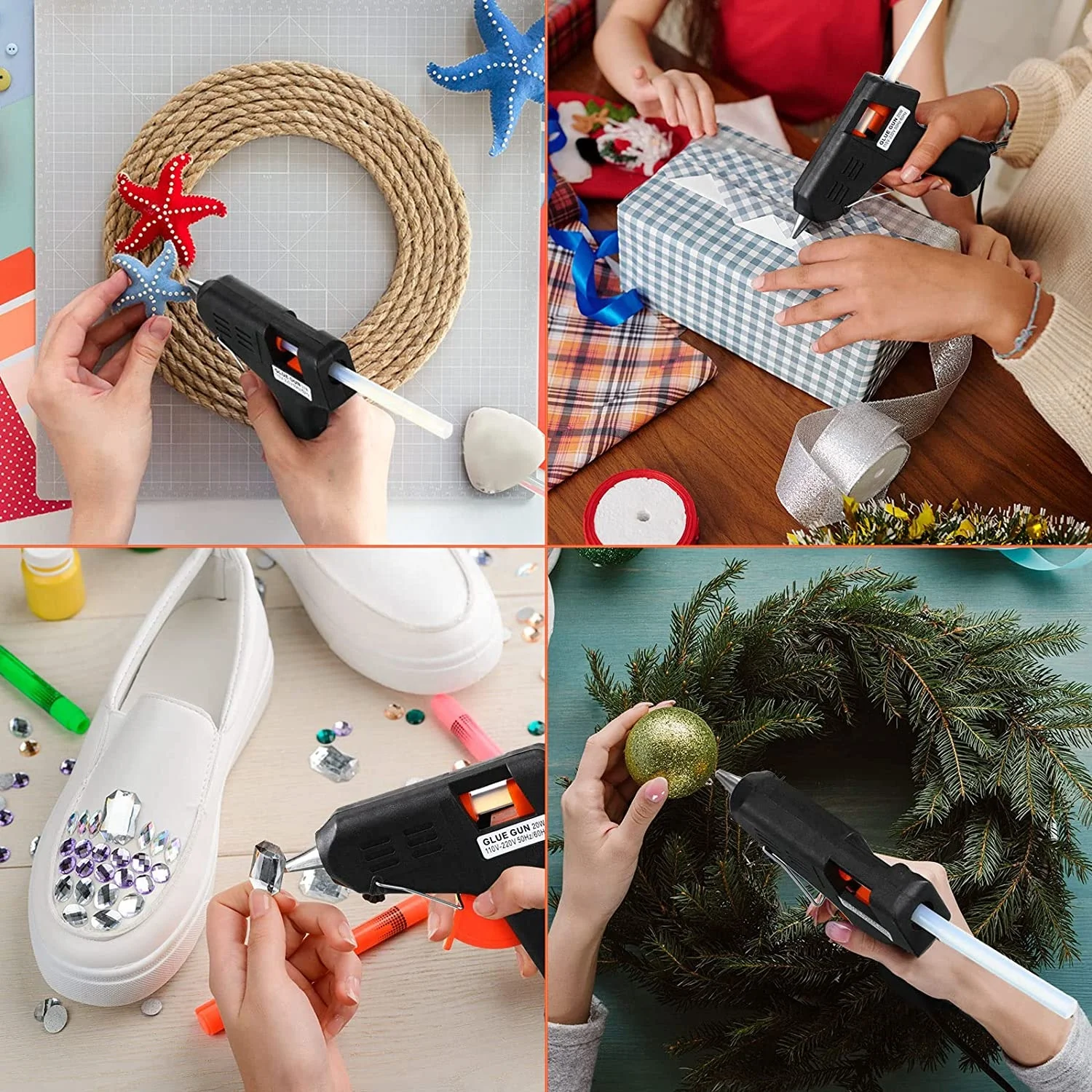 10W Hot Small Glue Gun Kit Safe Glue Gun with 2pc Glue Sticks for Kids DIY Crafts