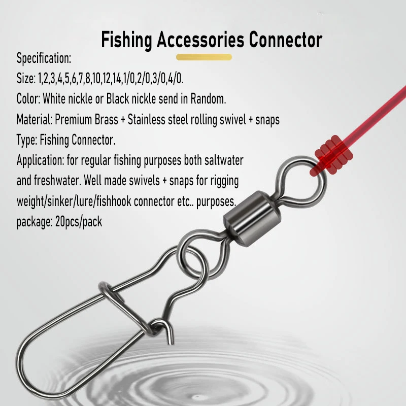 Bulk Pike Fishing Accessories Connector Pin Bearing Rolling Swivel Stainless Steel Snap Fishhook Lure Swivels Tackle