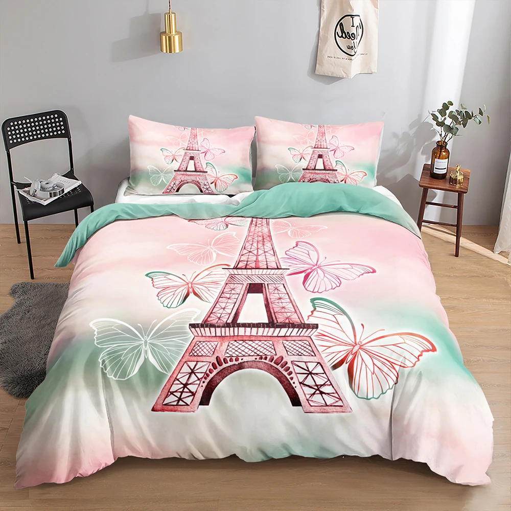 EIFFEL TOWER bedding set customizable bedding shower curtains 3d printing duvet cover set