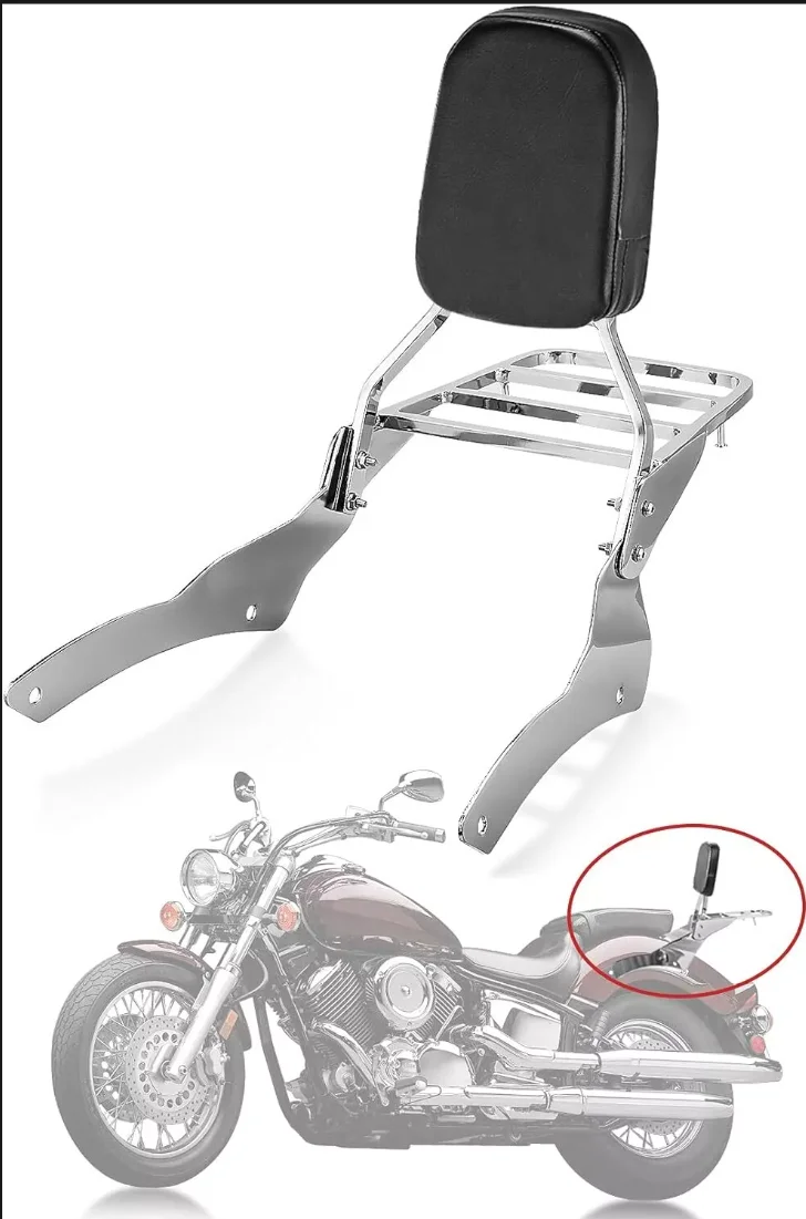 Спинка Sissy Bar с багажником и удобной подушкой совместимая Yamaha VStar 650 400 XVS Drag Star DS650