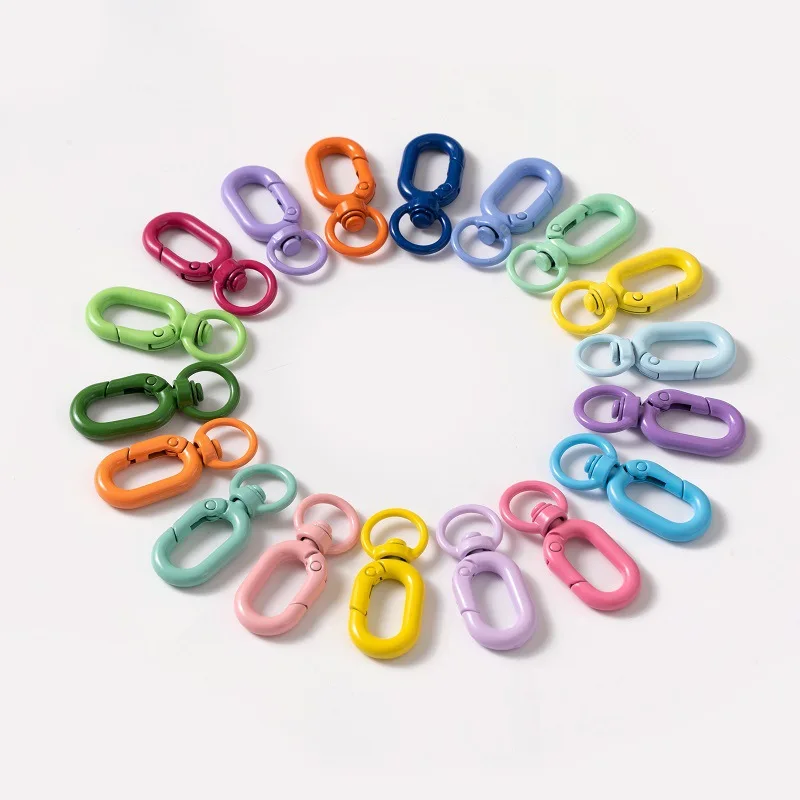 Cheap wholesale color multi-functional keychain with lock spring buckle DIY jewelry small gift pendant hook