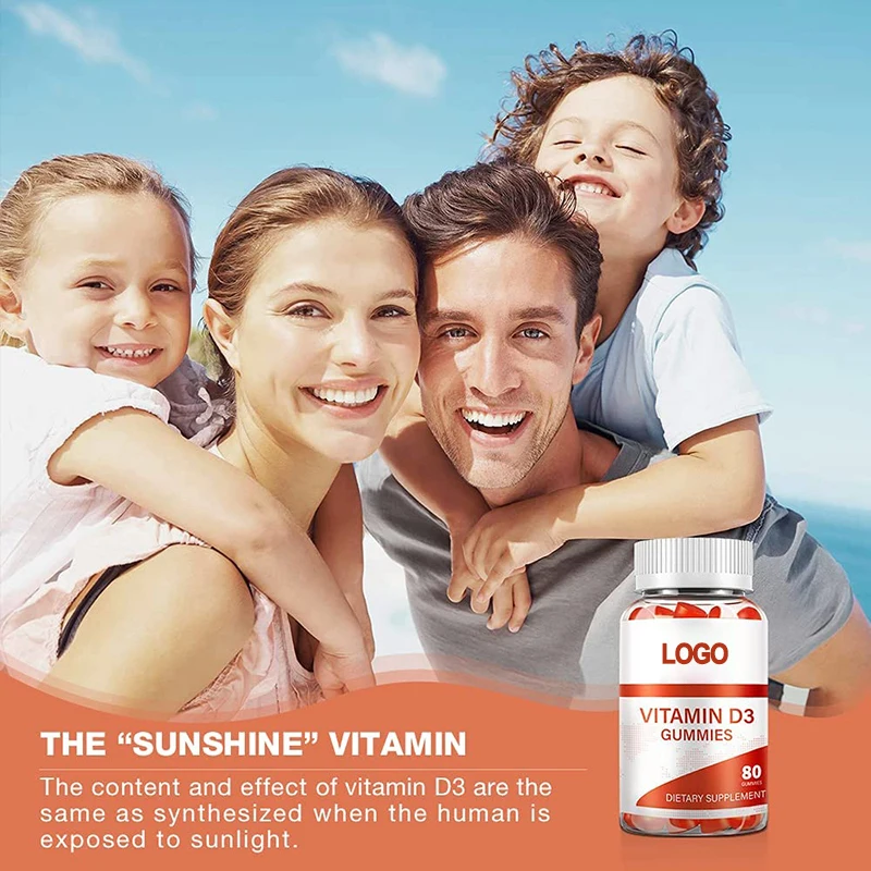 Dietary Supplement Pectin Vegetarian Private Label Improve Bone Density Teeth Health Support Vitamin D3 Gummies