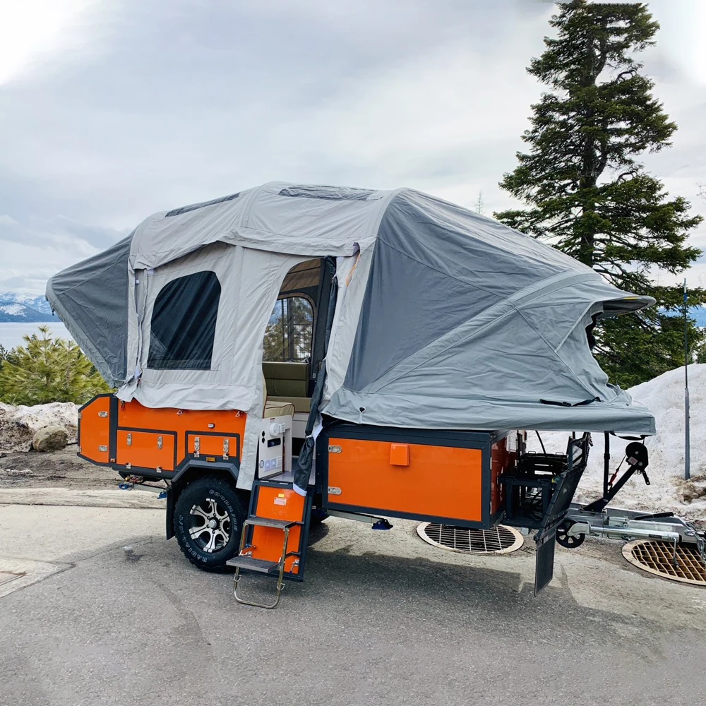 Opus Blow Up Pop Up Camper Trailer With Inflatable Awning Tent Double Fold Forward Trailer