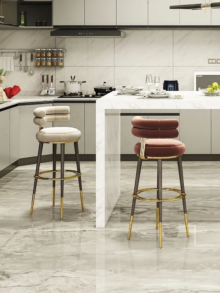 Factory Wholesale barstool manufacturers modern velvet barstools nordic home orange metal bar chairs