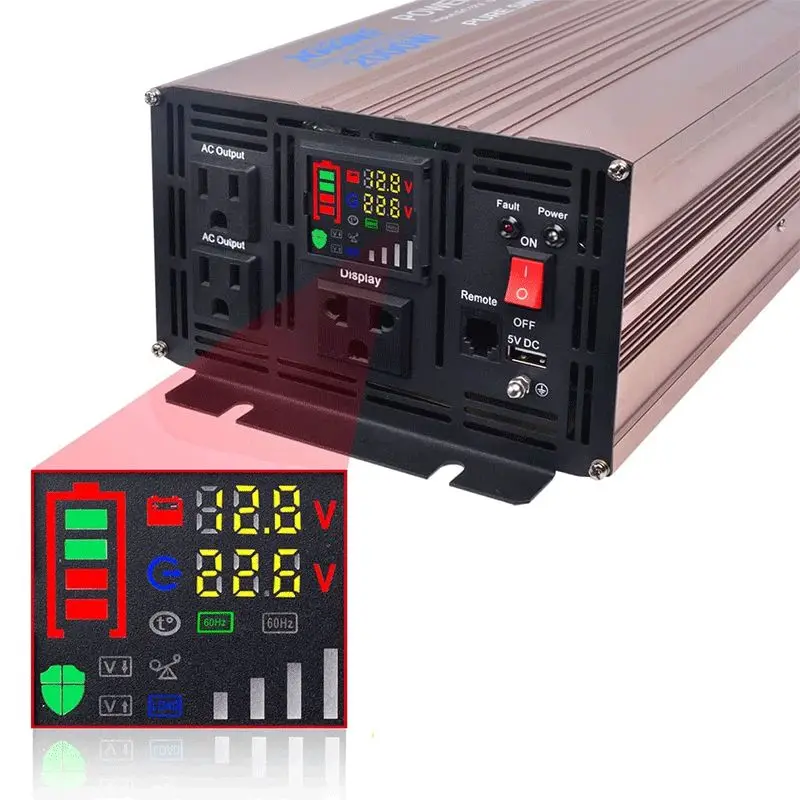 Wholesale 12v 220v 2000w Dc To Ac Car Power Voltage Converter High Frequency Pure Sine Wave Inverter