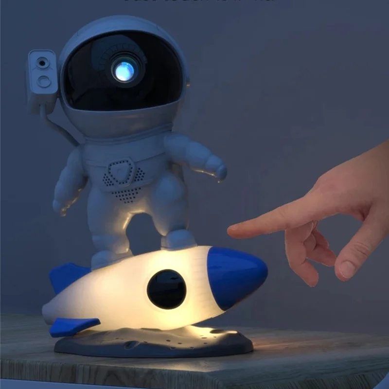 Lonvel Rocket Spaceman Projector Lamp, Nebula Starry Sky Star Projector Galax Projector Night Light Film Disk Spaceman for Kids