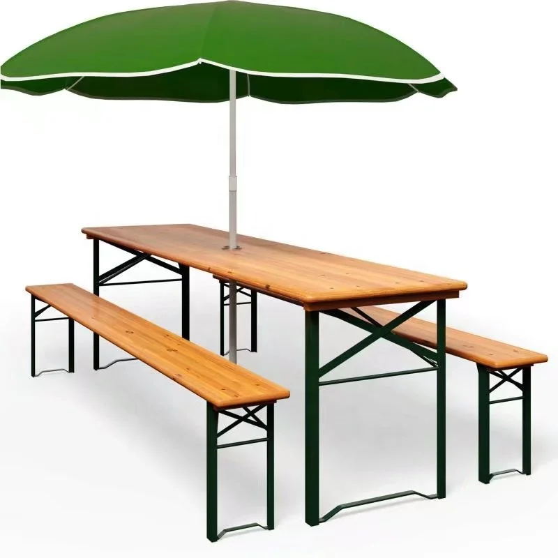 folding wooden beer table with bench