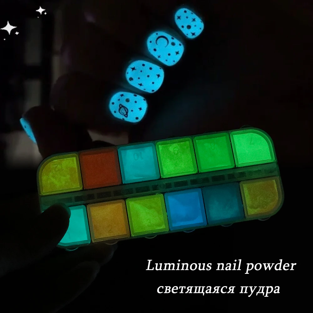 Светящийся порошок для ногтей светятся в темноте неоновый пигмент флуоресцентный блеск отражательный лист пылевая конструкция декор маникюра GLYS-1 л
