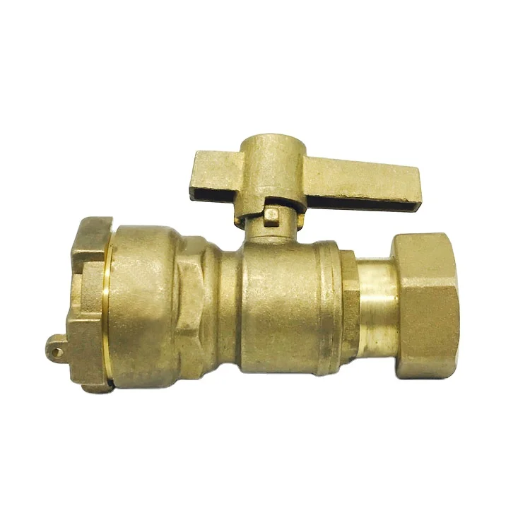 Younio nickle plated butterfly handle double internal thread active brass lockable ball valve