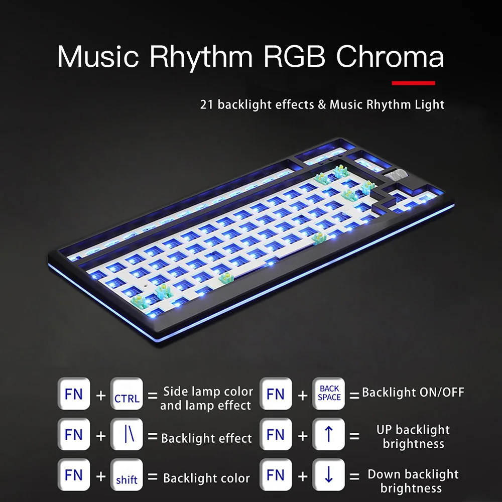 MMD75 DIY Mekanis Hot Swap 82 Keys Tombol BT 5.0 2.4G PC Barebones Mechanical Keyboard Kit