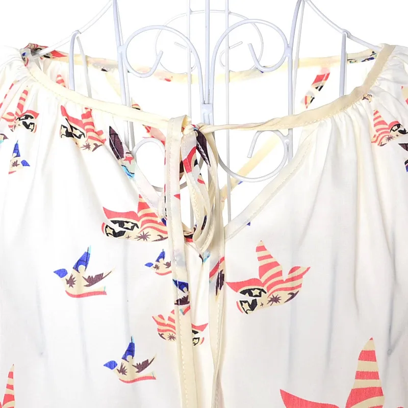 bird print top blouse long sleeve V-Neck top women blusas sexy blouse ladies tops woman tshirts blusa feminina