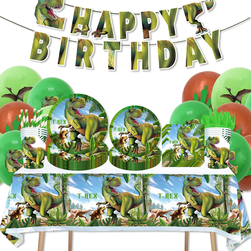 Dinosaur Birthday Party DecorationsBaby Shower Party Supplies Disposable Tableware Set Dinosaure Party Kit Paper Plate