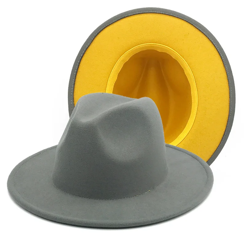 Wholesale Fall and Winter high quality 54 cm small size  two tone jazz fedora hats for kids