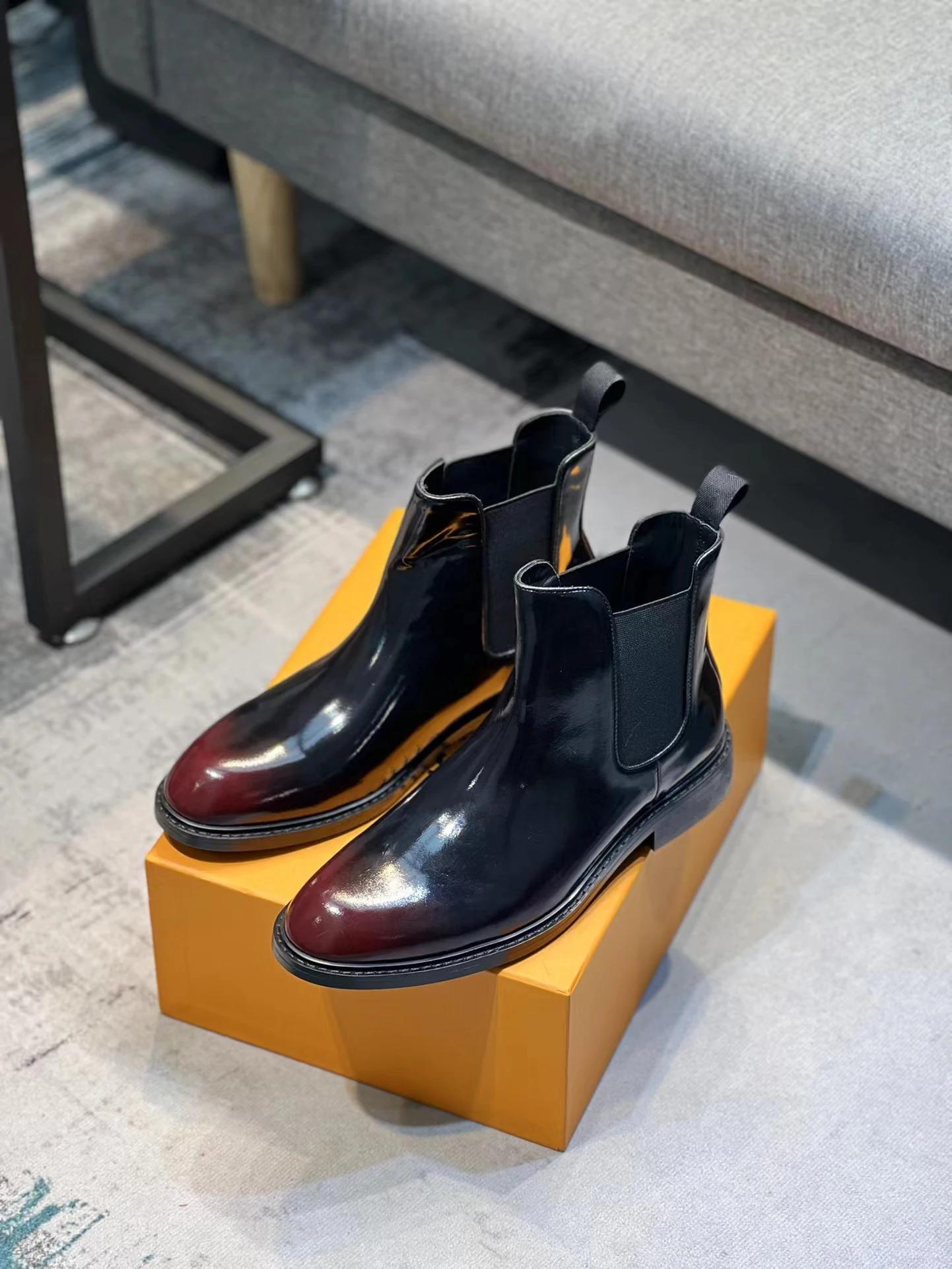 Fashion Trend Business Slip On Boots Top Grade Cowhide Male Ankle Shoes Teenager Boy Flap Luxury Classic Design High Quality Bra