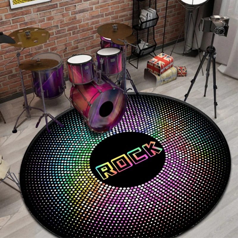 
3D Printed Mat Living room Rug Carpet Floor Door Round Mat Carpet of Musical Instruments 