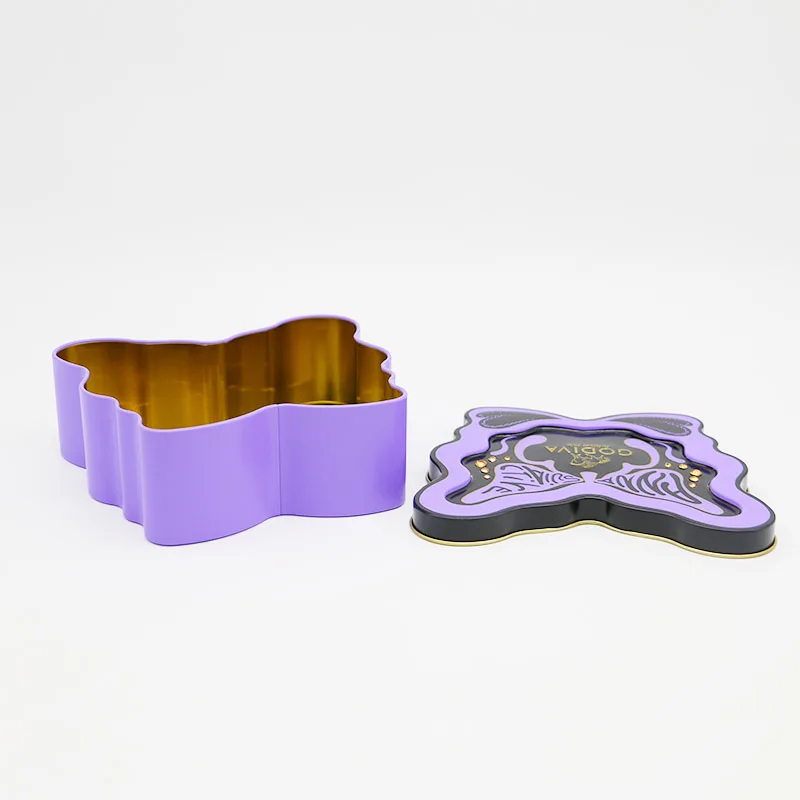 Hot Sale Custom Printed Tinplate Beautiful Butterfly luxury Gift Box Metal Tin Can Candy Chocolate Cake CookieTins Cans Package