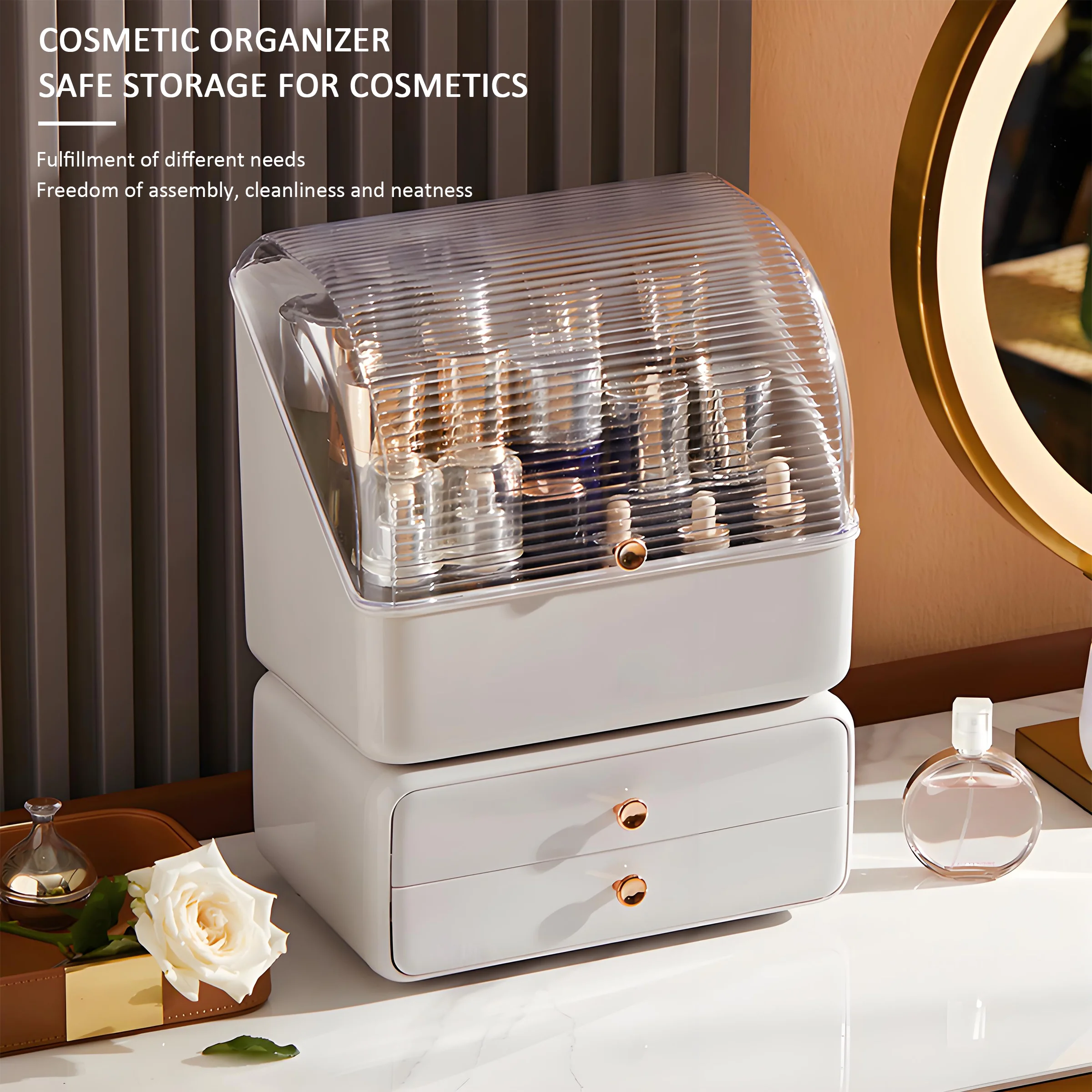 Лидер продаж большой объем легкий роскошный пластиковый органайзер для макияжа с выдвижными ящиками