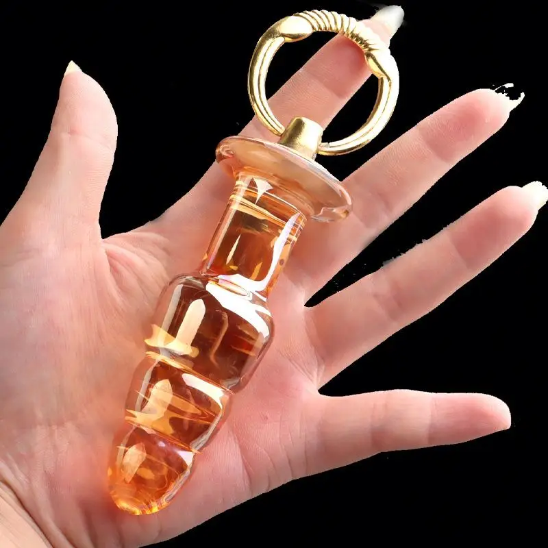 Wholesale crystal glass dildo pyrex anal bead plug sex toys for women
