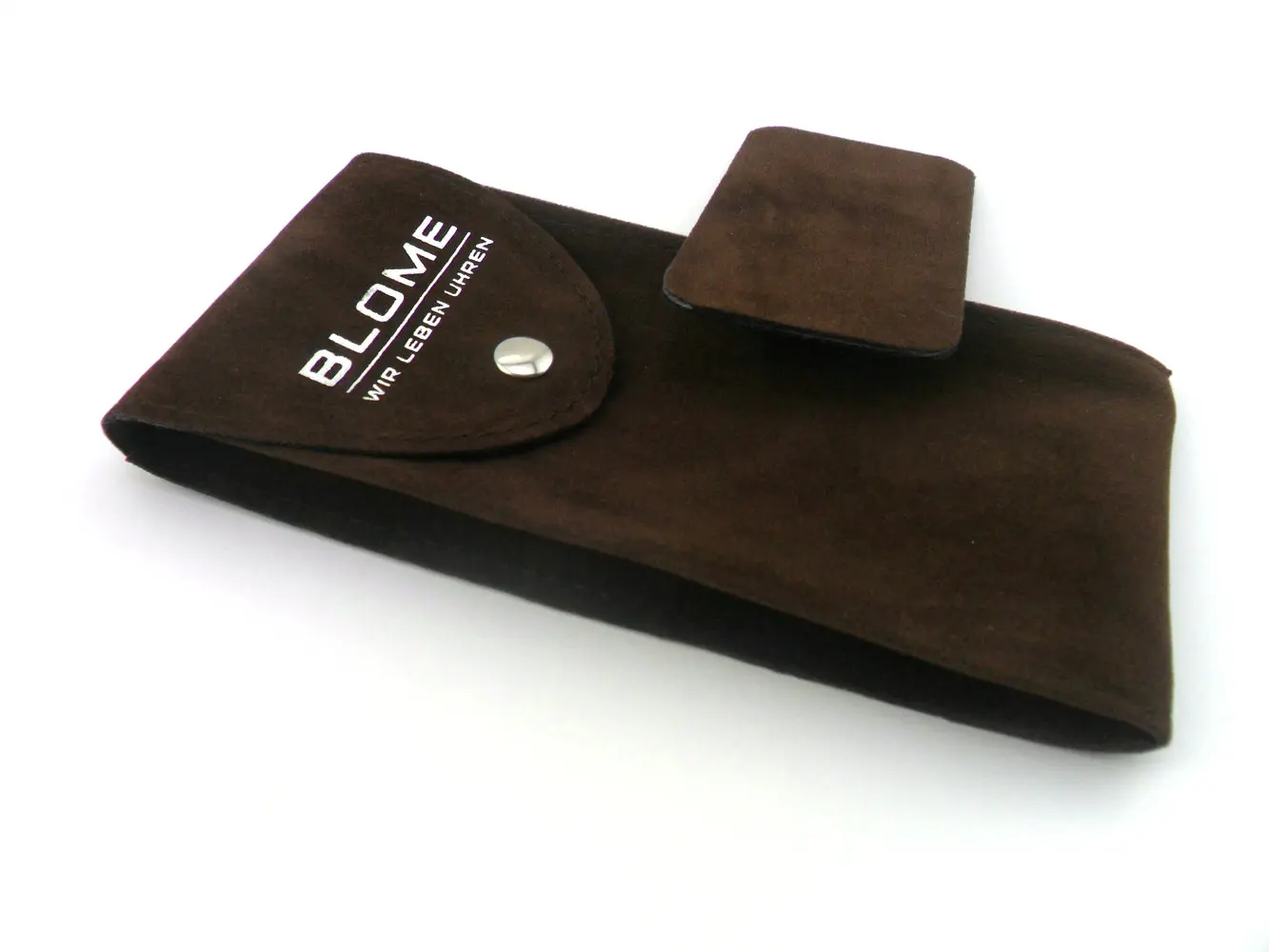 Wholesale Watch Case 6.5*12*2 CM Flap With Button Packaging Custom Your Own Embossed Logo Suede Velvet Watch Storage Bag Pouch