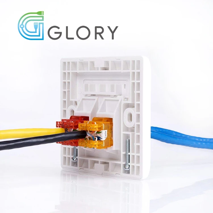 Glory Factory Wholesale Data Cable Connection 2 Ports Network Cable Keystone types faceplate rj45  modular jack face plate