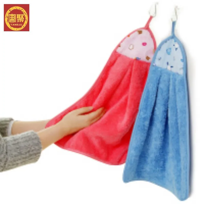 cartoon Coral Fleece microfiber towel hanging hand kitchen towel
