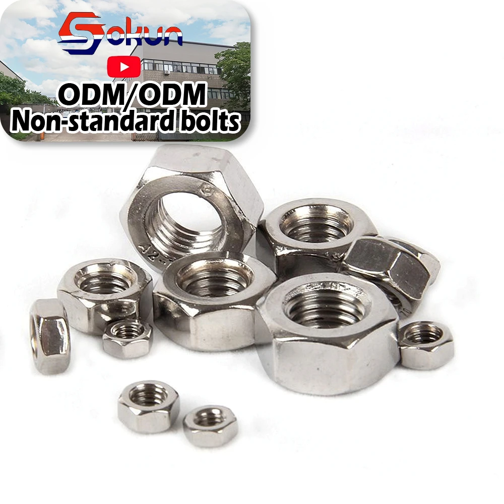 PA66 Nylon External Hexagonal Nut (DIN 934 Standard) - Available in Black/White, Sizes Range from M2 to M20