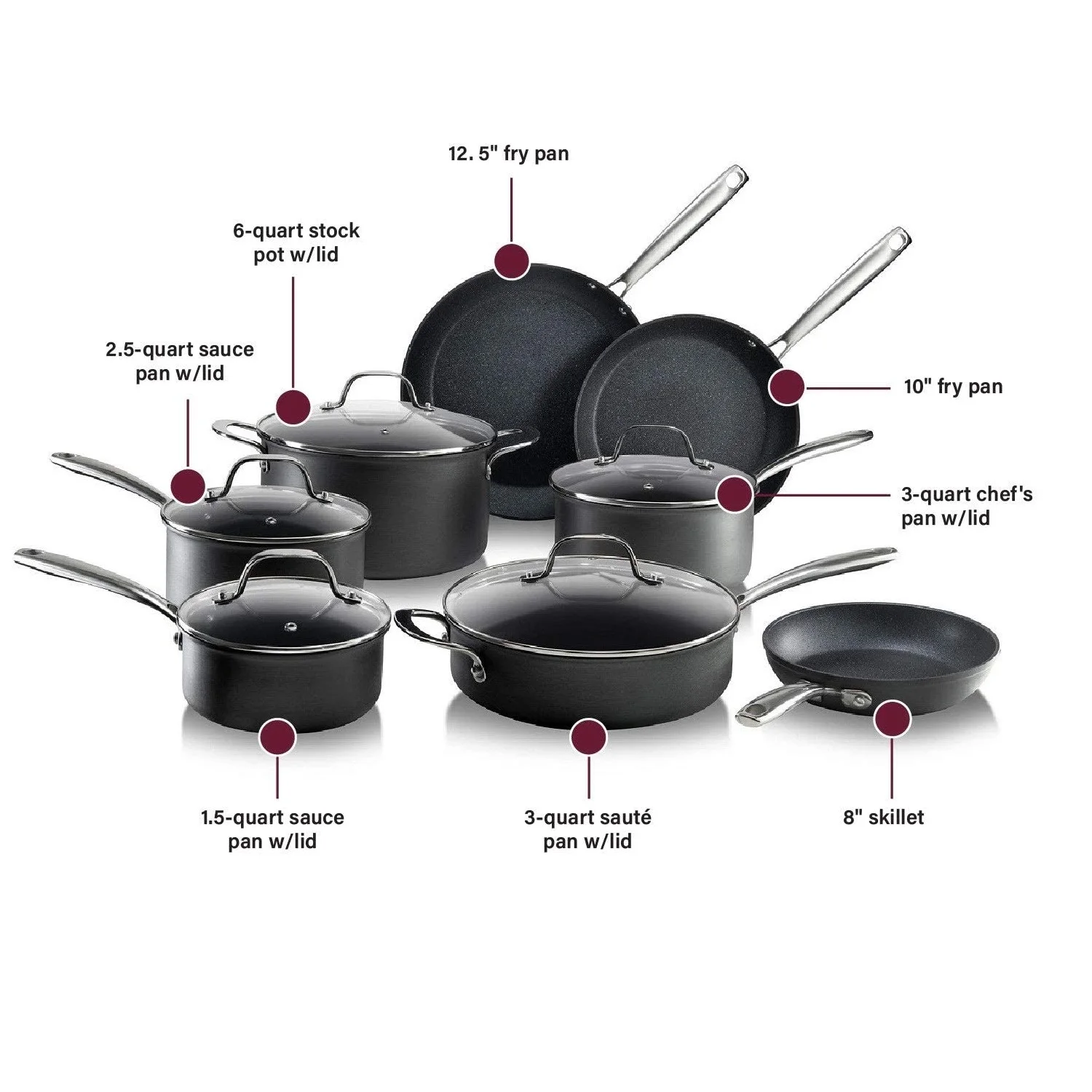 Granite Stone Pro Hard Anodized Pots and Pans Set Premium Nonstick Cookware Set Oven Dishwasher Safe 13Pcs