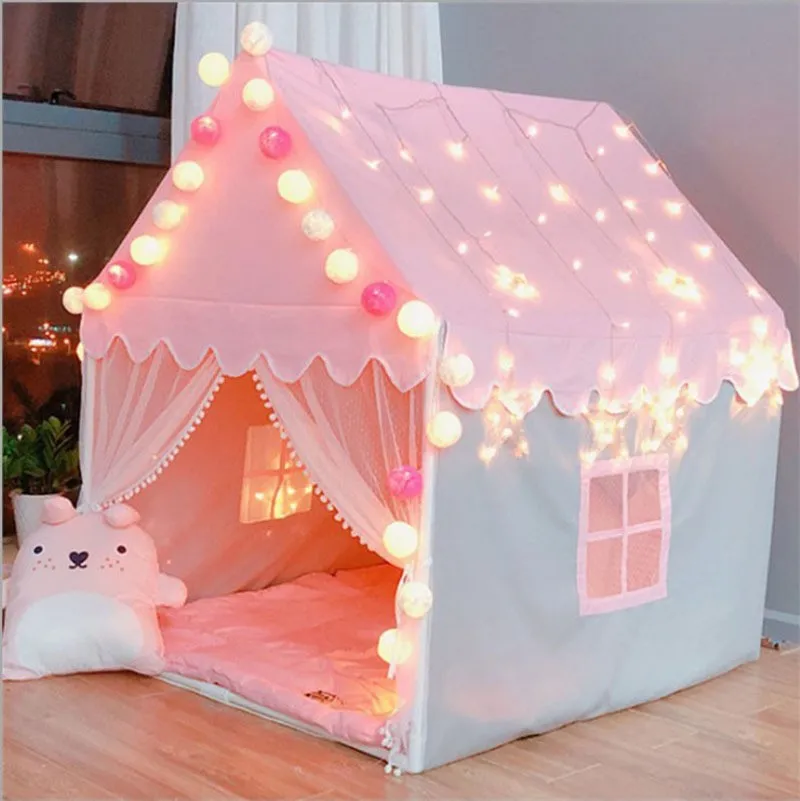 Luxury Ventilated Mesh Pink Kids Playhouse Indoor Princess Castle Kids Teepee Tent for Baby